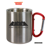 CT Edelstahl-Tasse mit Karabiner Trek - silber - 5-Täler-Schule - einfarbig schwarz