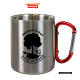 CT Edelstahl-Tasse mit Karabiner Trek - silber - Dr. Josef-Schofer-Schule - Logo einfarbig schwarz