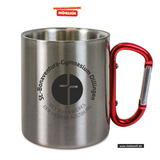 CT Edelstahl-Tasse mit Karabiner Trek - silber - St.-Bonaventura-Gymnasium Dillingen - Logo schwarz
