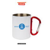 CT Edelstahl-Tasse mit Karabiner Trek - weiß - St. Ursula Realschule Dorsten - Logo since blau