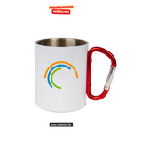 CT Edelstahl-Tasse mit Karabiner Trek - weiß - Schule am Stromberg - Logo farbig
