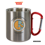 CT Edelstahl-Tasse mit Karabiner Trek - silber - Glonntal Realschule - Logo farbig