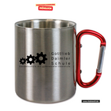 CT Edelstahl-Tasse mit Karabiner Trek - silber - Gottlieb-Daimler-Schule Ludwigsfelde
