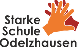 CT Emailletasse - weiß - Starke Schule Odelzhausen - Logo
