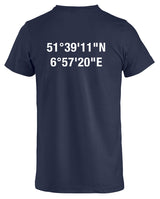 Clique Basic - T - Herren - dark navy - beidseitig bedruckt -  Koordinaten - St. Ursula Realschule Dorsten