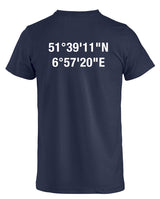 Clique Basic - T - Herren - dark navy - beidseitig bedruckt -  Koordinaten - St. Ursula Realschule Dorsten