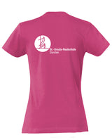 Clique BASIC T- Damen - bright cerise - beidseitig bedruckt - St. Ursula Realschule Dorsten