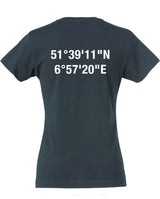 Clique BASIC T- Damen - dark navy - beidseitig bedruckt - Koordinaten -  St. Ursula Realschule Dorsten