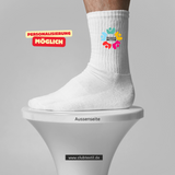 CT Tennissocken - weiß/weiß/bunt - Mittelschule Metten - Logo bunt