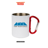 CT Edelstahl-Tasse mit Karabiner Trek - weiß - 5-Täler-Schule - farbig