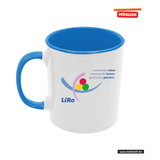 CT Tasse - blau - Lichtenstein-Rother-Grundschule Augsburg - Logo bunt