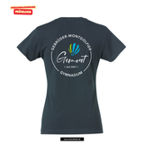 Clique BASIC T - Damen - dark navy - beidseitig bedruckt - bunt - Gebrüder-Montgolfier-Gymnasium Berlin