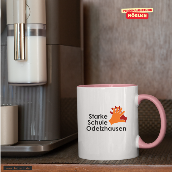 CT Tasse - rosa - Starke Schule Odelzhausen - Logo