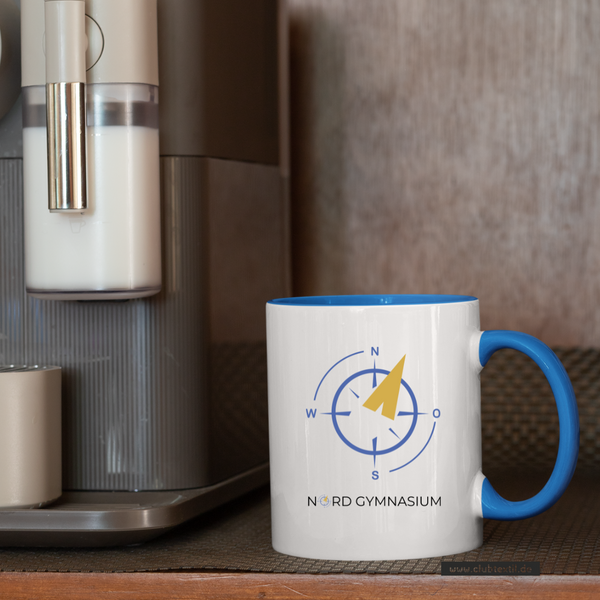 CT Tasse - blau - NORD Gymnasium Potsdam - Logo bunt