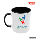 CT Tasse - schwarz - Grundschule Steppach - Logo bunt