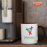 CT Tasse - schwarz - Grundschule Steppach - Logo bunt