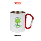 CT Edelstahl-Tasse mit Karabiner Trek - weiß - Dr. Josef-Schofer-Schule - Logo farbig