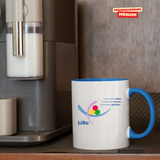 CT Tasse - blau - Lichtenstein-Rother-Grundschule Augsburg - Logo bunt