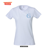 Clique BASIC T- Damen - weiß - beidseitig bedruckt - Marion Dönhoff Gymnasium - blau