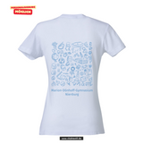 Clique BASIC T- Damen - weiß - beidseitig bedruckt - Marion Dönhoff Gymnasium - blau