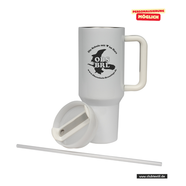 CT Edelstahl-Thermobecher - 1100ml - StanleyCup - Oberschule Braunlage - Logo Schatten schwarz