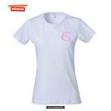 Clique BASIC T- Damen - weiß - beidseitig bedruckt - Marion Dönhoff Gymnasium - rosa