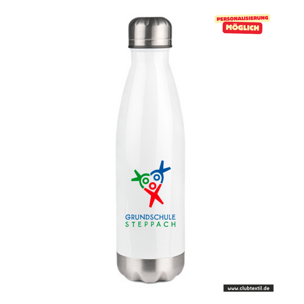 CT Thermoflasche - 500ml - weiß - Grundschule Steppach - Logo