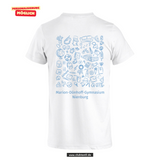 Clique Basic - T - Herren - weiß - beidseitig bedruckt - Marion Dönhoff Gymnasium - blau
