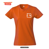 Clique BASIC T- Damen - blutorange - beidseitig bedruckt - back print - Maria Theresia Gymnasium Augsburg