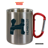 CT Edelstahl-Tasse mit Karabiner Trek - silber - Humboldtschule Leipzig - Logo schwarz