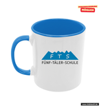 CT Tasse - blau - 5-Täler-Schule - Logo bunt