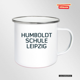 CT Emailletasse - weiß - Humboldtschule Leipzig - Schriftzug