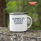 CT Emailletasse - weiß - Humboldtschule Leipzig - Schriftzug