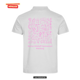 Clique BASIC Polo - Herren - weiß - Druck beidseitig -  Marion Dönhoff Gymnasium - Logo Rosa