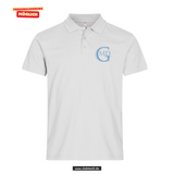 Clique BASIC Polo - Herren - weiß - Druck beidseitig -  Marion Dönhoff Gymnasium - Logo Blau