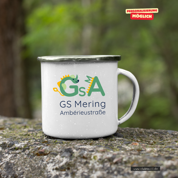 CT Emailletasse - weiß - Grundschule Ambérieu Mering - Logo