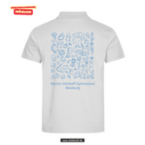 Clique BASIC Polo - Herren - weiß - Druck beidseitig -  Marion Dönhoff Gymnasium - Logo Blau