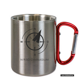 CT Edelstahl-Tasse mit Karabiner Trek - silber - NORD Gymnasium Potsdam - Logo schwarz