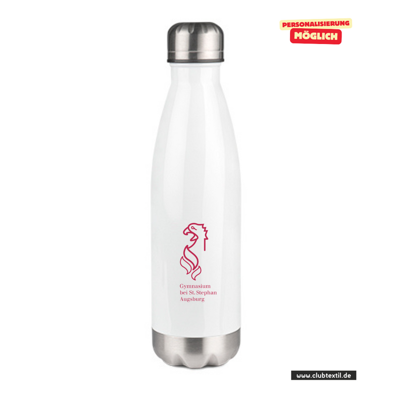 CT Thermoflasche - 500ml - weiß - Gymnasium bei St. Stephan - Logo rot