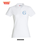Clique BASIC Polo - Damen - weiß - Druck beidseitig - Marion Dönhoff Gymnasium - Logo blau