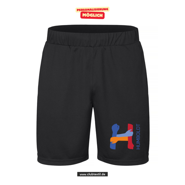 Clique BASIC Active Short - Unisex - schwarz - Humboldtschule Leipzig - Logo bunt