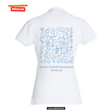Clique BASIC Polo - Damen - weiß - Druck beidseitig - Marion Dönhoff Gymnasium - Logo blau
