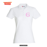 Clique BASIC Polo - Damen - weiß - Druck beidseitig - Marion Dönhoff Gymnasium - Logo rosa