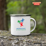 CT Emailletasse - weiß - Grundschule Steppach - Logo bunt