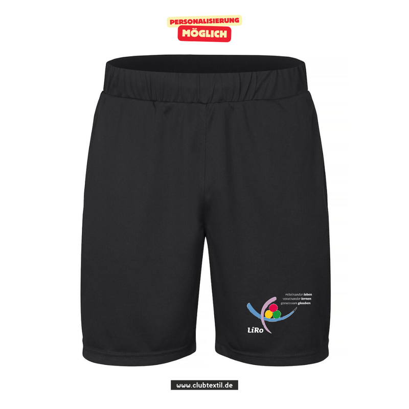 Clique BASIC Active Short - Kinder - schwarz - Lichtenstein-Rother- Grundschule Augsburg - Logo