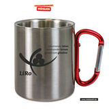 CT Edelstahl-Tasse mit Karabiner Trek - silber - Lichtenstein-Rother-Grundschule Augsburg - Logo schwarz