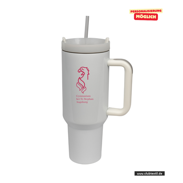 CT Edelstahl-Thermobecher - 1100ml - StanleyCup - Gymnasium bei St. Stephan - Logo rot