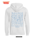 BASIC Hoody - Kinder - weiß - Druck beidseitig - Marion Dönhoff Gymnasium - blau
