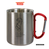 CT Edelstahl-Tasse mit Karabiner Trek - silber - Gymnasium bei St. Stephan - Logo schwarz