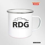 CT Emailletasse - weiß - Rudolf Diesel Gymnasium Augsburg - Schriftzug